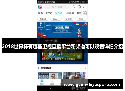 2018世界杯有哪些卫视直播平台和频道可以观看详细介绍