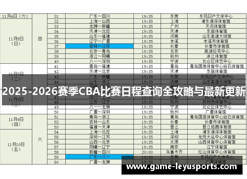 2025-2026赛季CBA比赛日程查询全攻略与最新更新